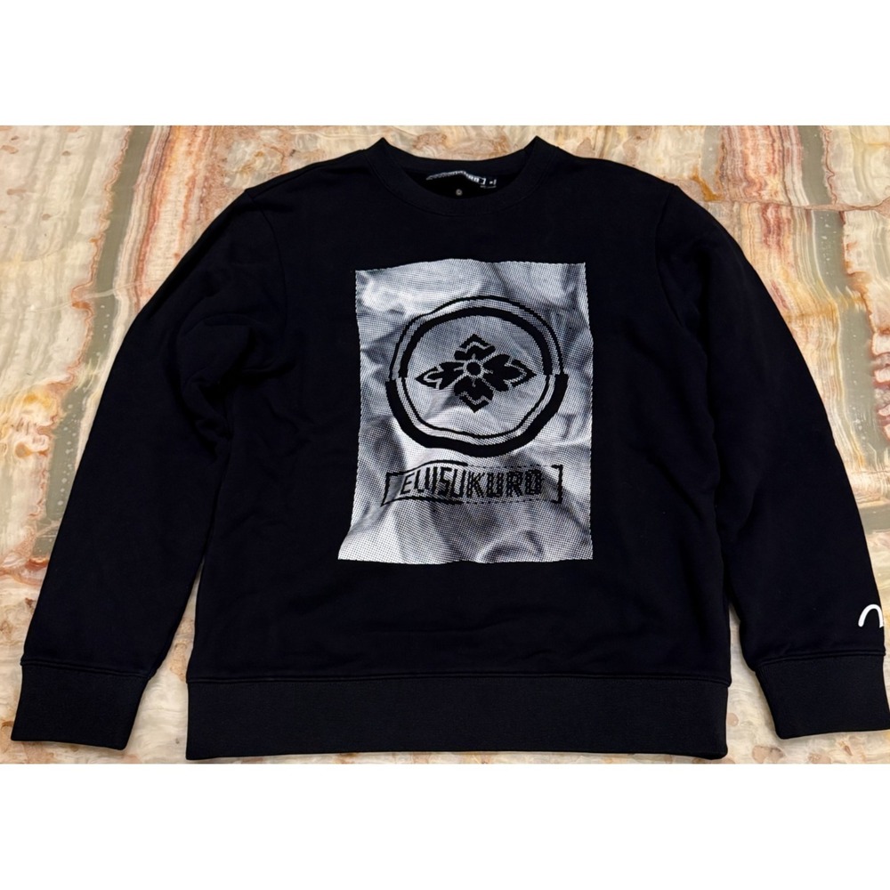 Evisukuro Mens Pullover Sweatshirt Black Graphic Long Sleeve Outdoor Medium